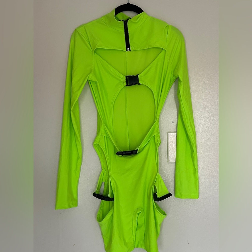Neon green raver style outfit